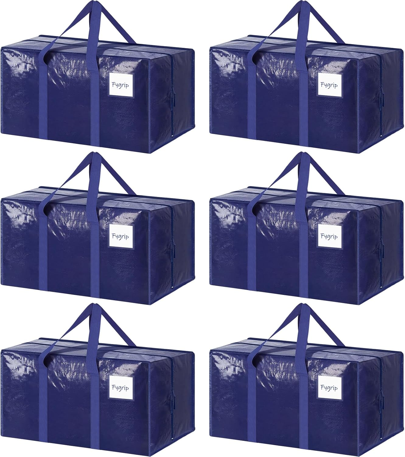 6 Pack Extra Heavy Duty Large Moving Bags with Strong Zipper & Comfortable Handles