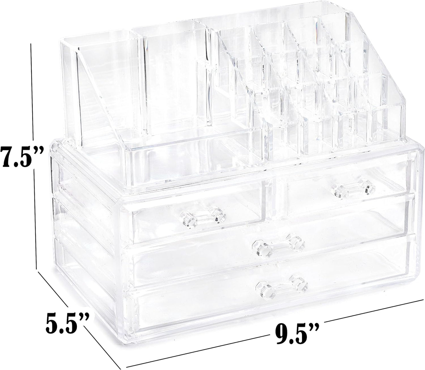 Clear Makeup Organizer – 16-Compartment Cosmetic and Jewelry Holder